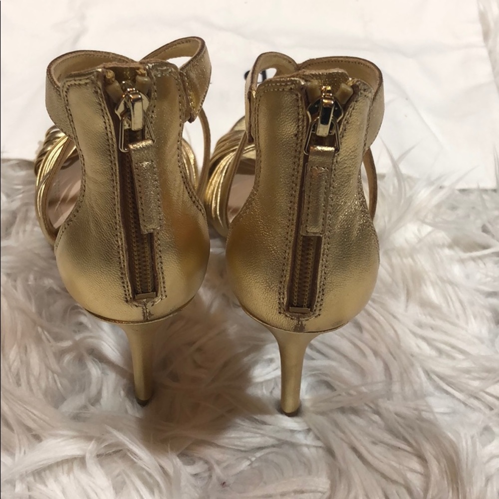 Sandro Elisa Gold Knotted Open Toe Heels - Picture 6 of 9